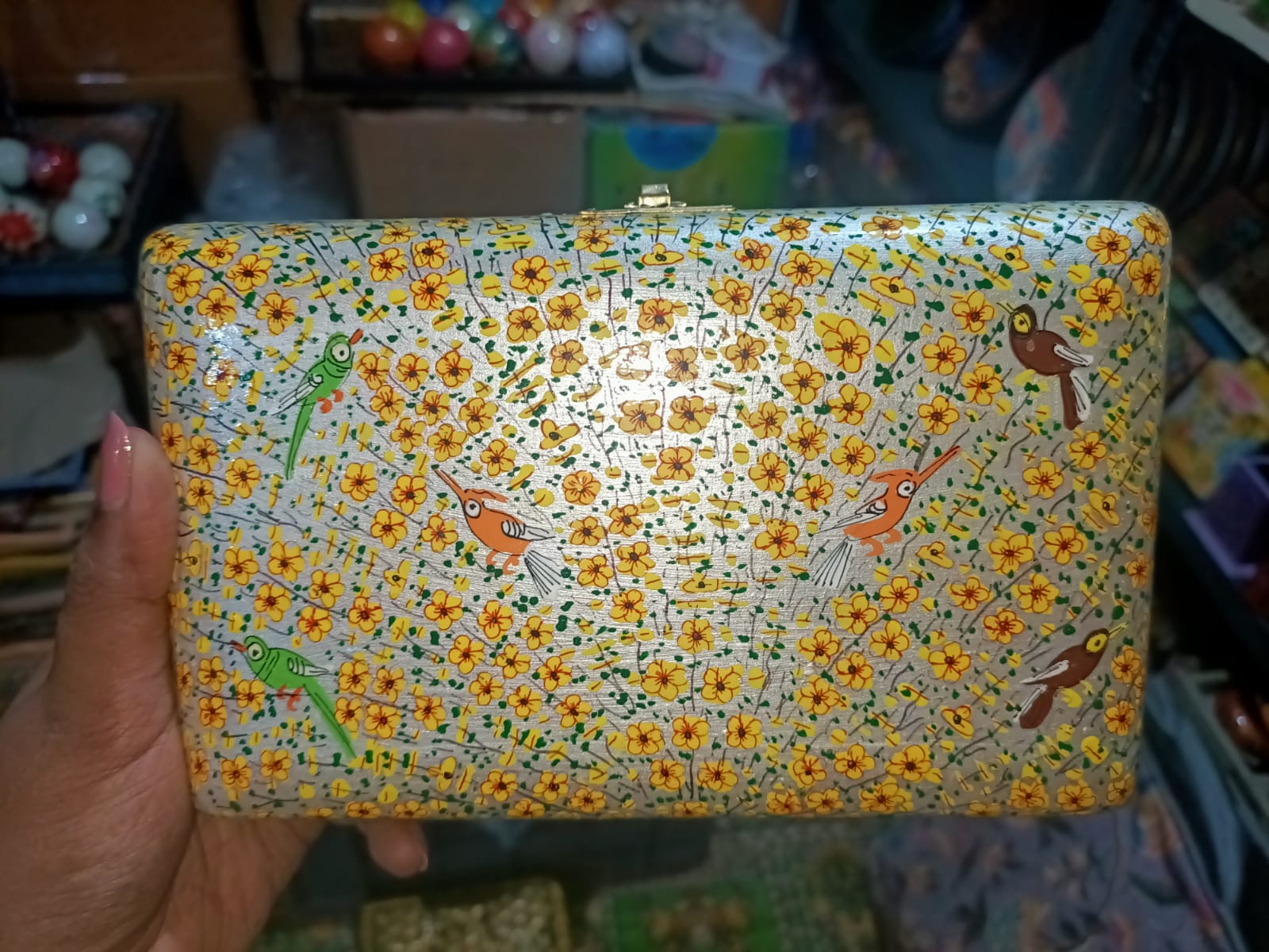 Boho Wallets, Luxury bags, Clutches with hand painted paper mache art, Papier mache clutches from Kashmir-